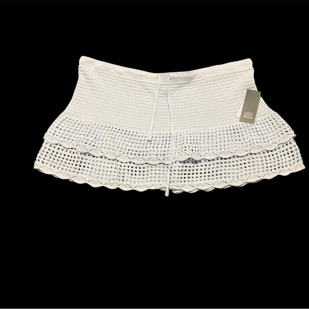 Wild Fable Baby Blue Crochet Layered Mini Skirt